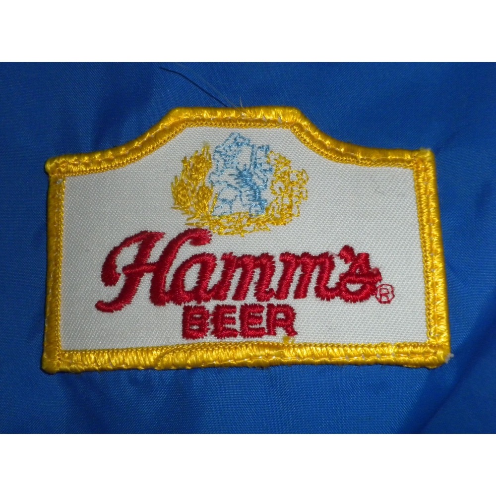 Vintage Hamm's‎ Beer Windbreaker Jacket Mens S Blue Snap Down Swingster USA 90's